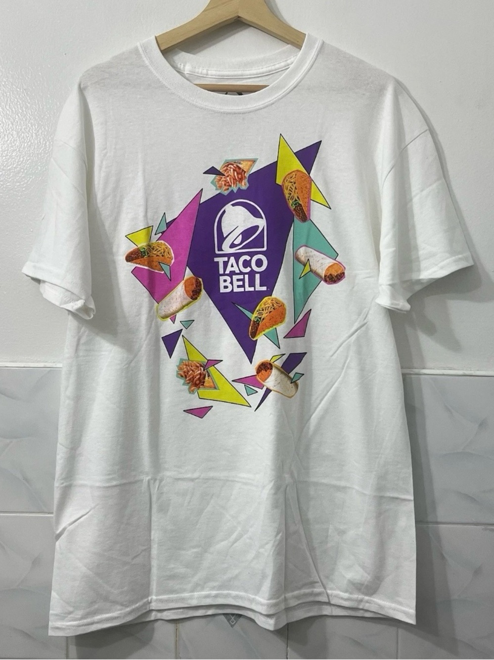 Taco Bell Retro 90s Pop Art Graphic T Shirt Size L Licensed Unisex Streetwear